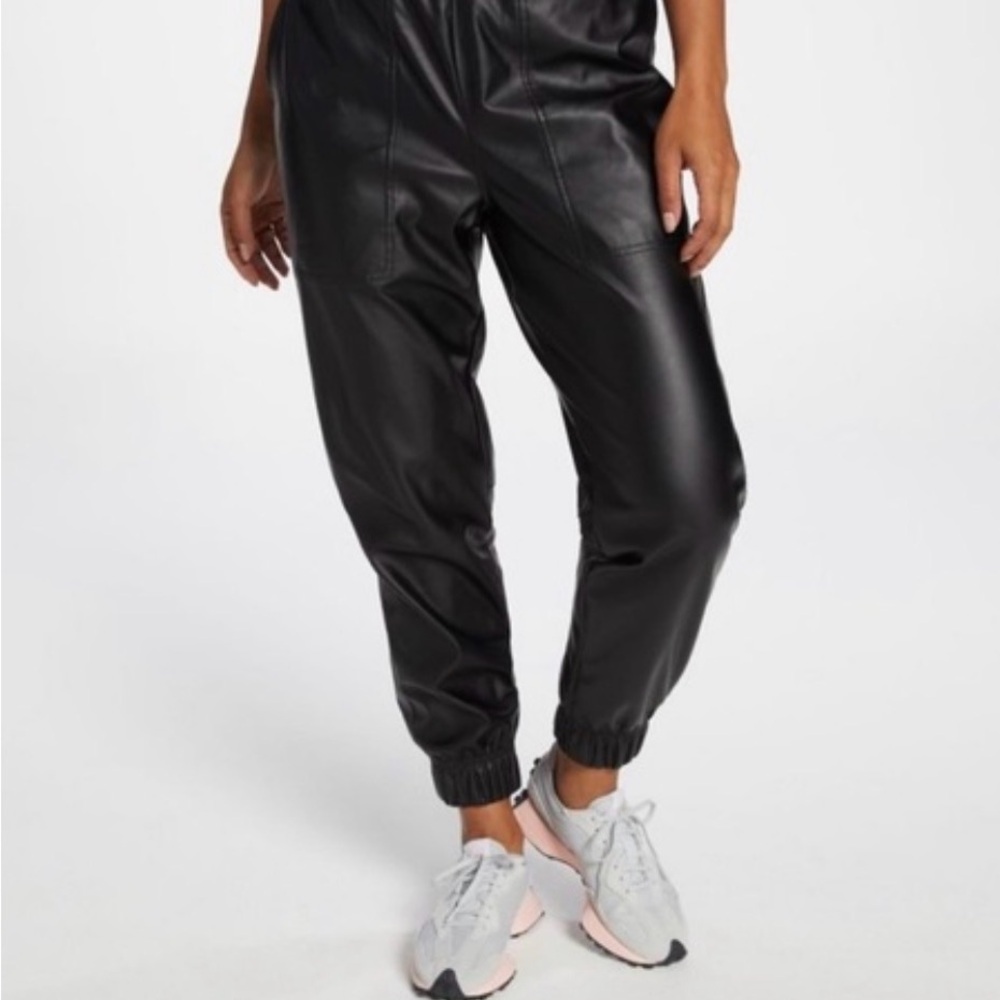 CALIA by Carrie Underwood Faux Leather Black Joggers
